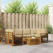 Set di divani da esterno con cuscino 7 pcs Naturale e Beige