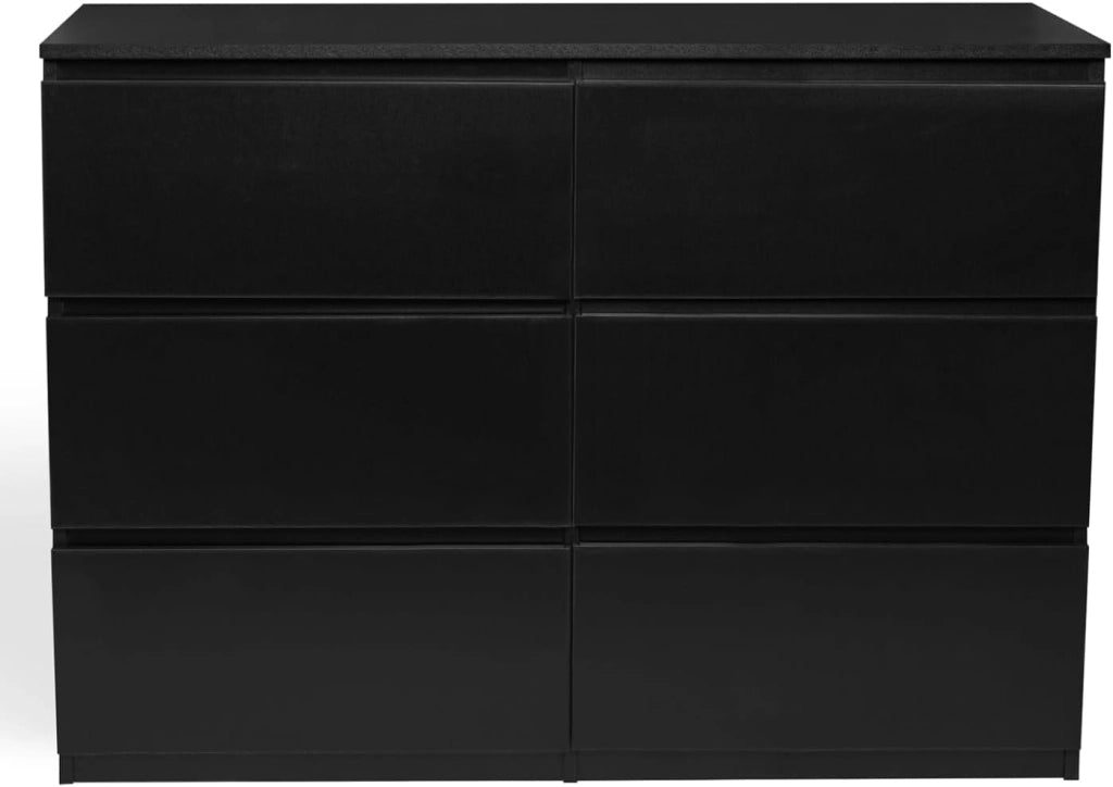 TOMI Cassettone a 6 cassetti da 110 cm in legno nero