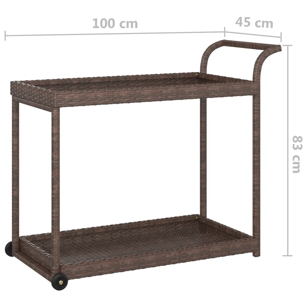 Carrello da Bar Marrone 100x45x83 cm in Polyrattan CFW3229516