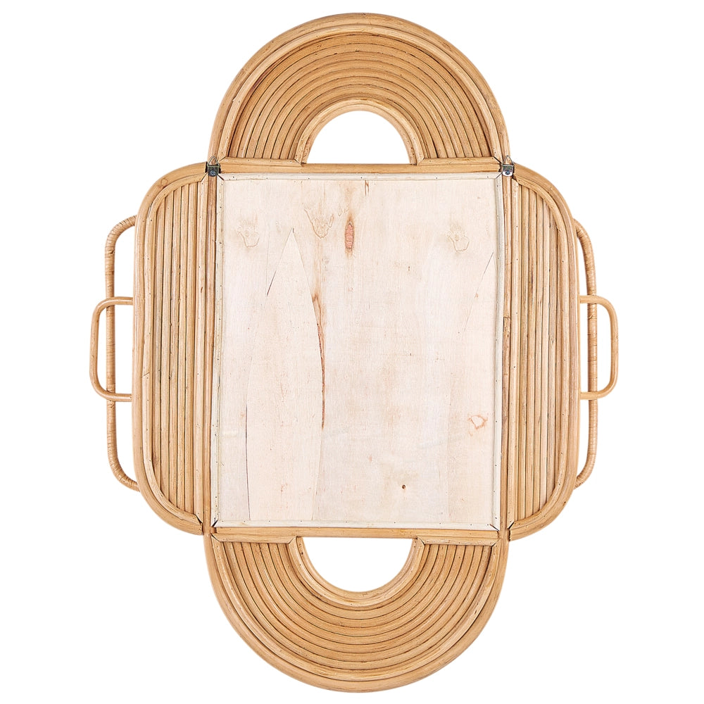Specchio da parete in legno chiaro Rattan 70 x 90 cm da appendere Home Decor Design Ovale Soggiorno Corridoio Camera da letto Boho Moderno