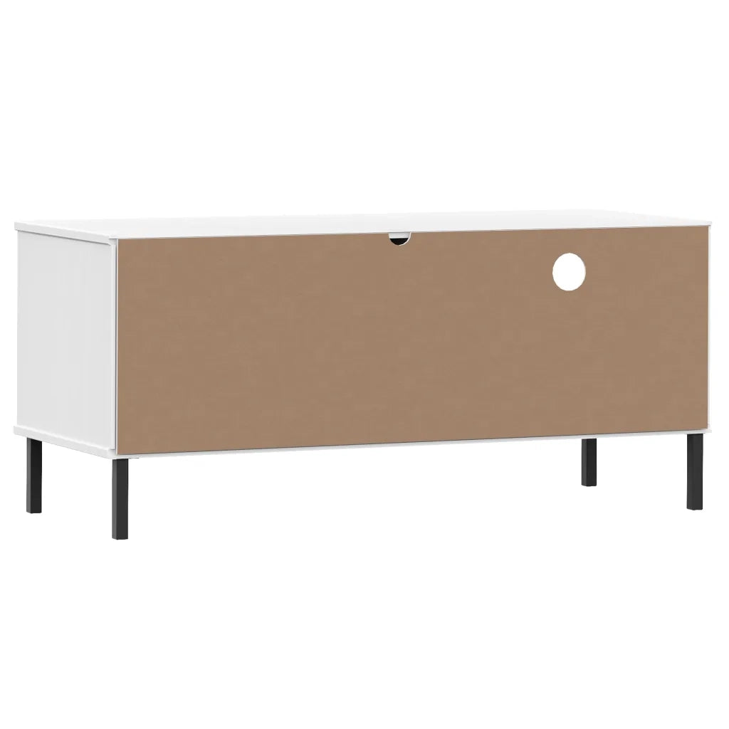 Mobile TV con Gambe Metallo Bianco Legno Massello di Pino OSLO cod mxl 27748