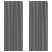 Tende in Voile con Tasche per Aste 2 pz Grigio Scuro
