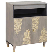 Credenza-Buffet-Armadio da cucina Grigio e Oro 60 x 33 x 75 cm Legno di mango massello 754756