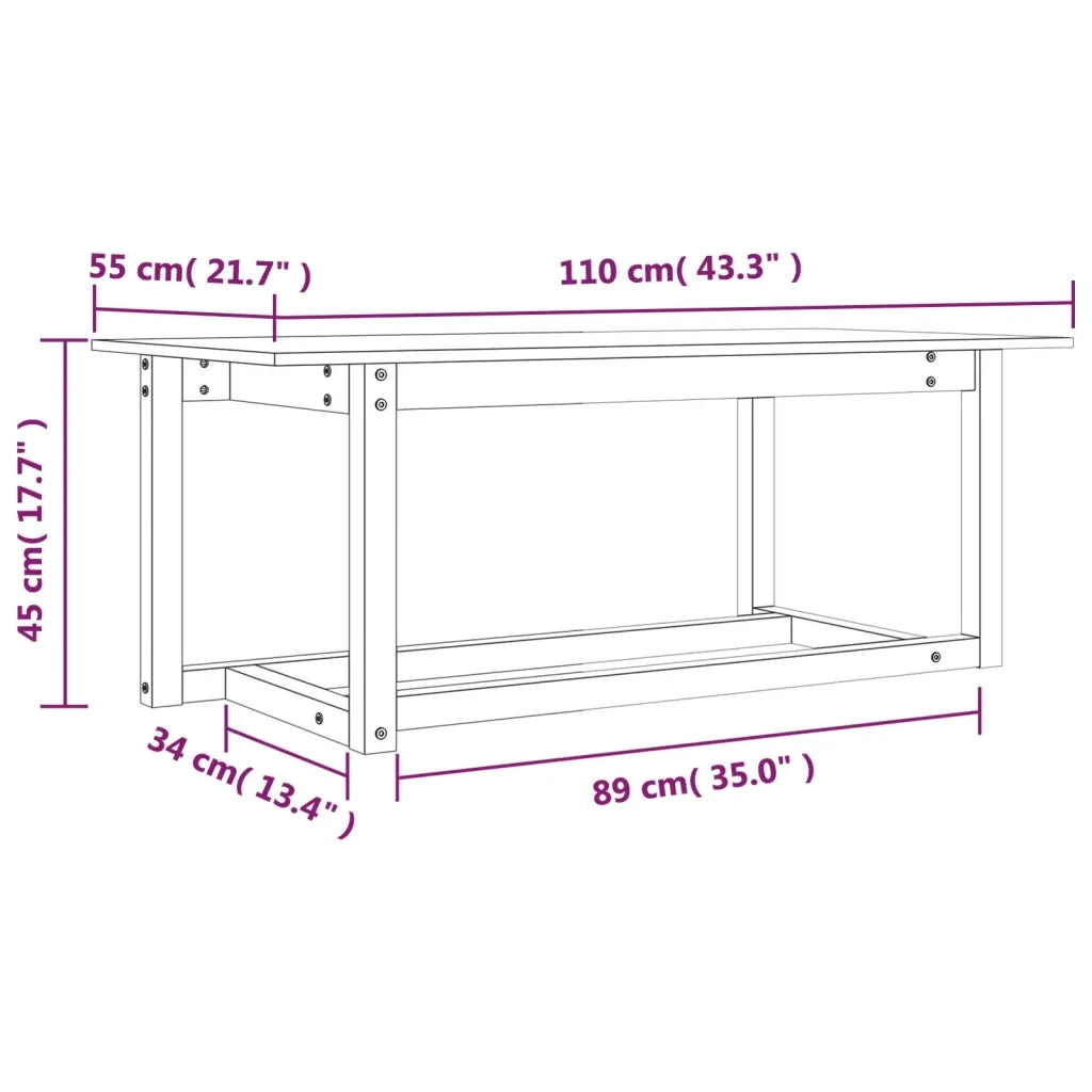 Tavolino da salotto | Tavolino da caff¨¨ | Tavolino da Soggiorno Bianco 110x55x45 cm Legno Massello di Pino
