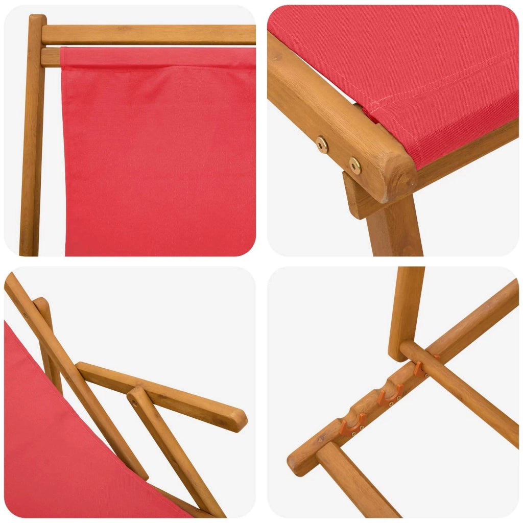 Lettino prendisole pieghevole 2 pcs 3 Posizione Rosso 3407818