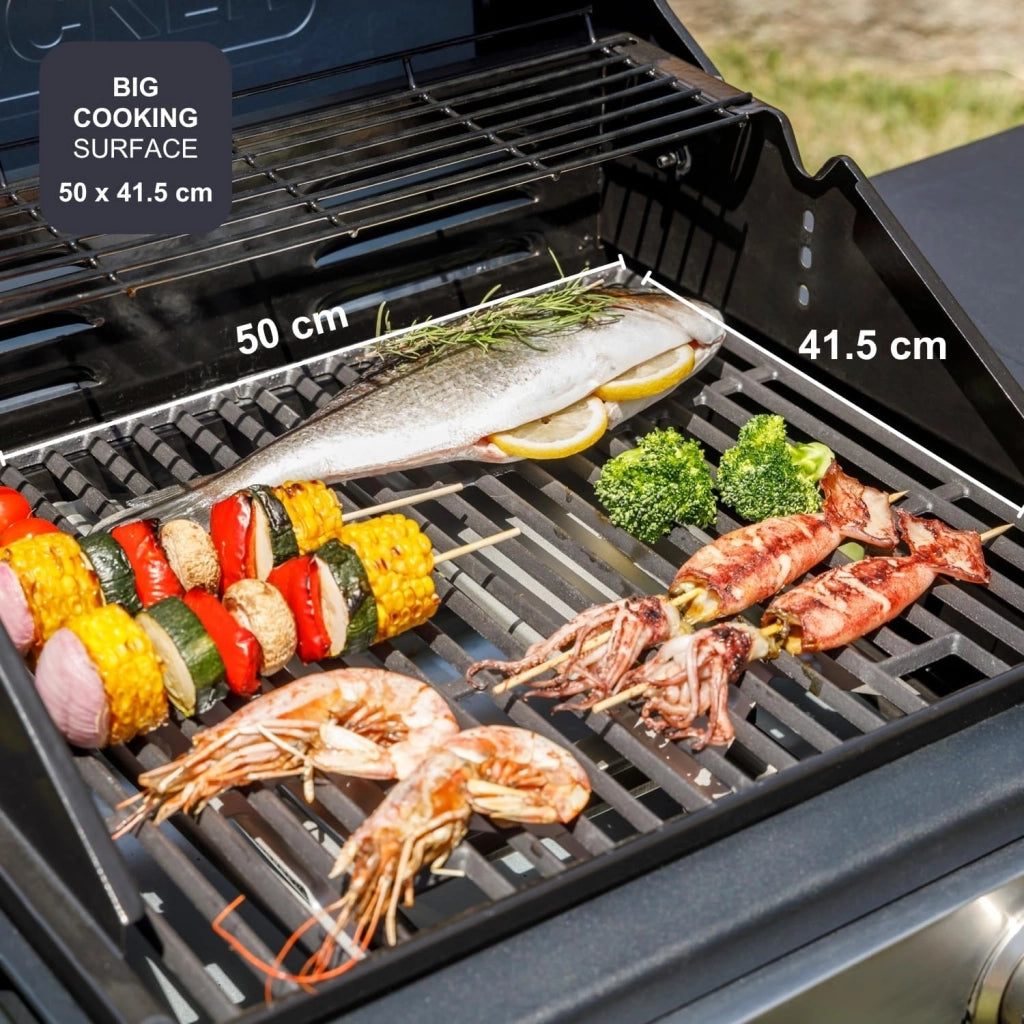 Black + decker bxog7200e barbecue inox a gas gpl con 2 bruciatori e ripiani laterali