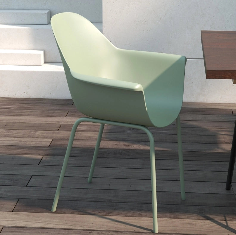 Set di 4 sedie da giardino in acciaio verde; 59 x 55 x 84 cm