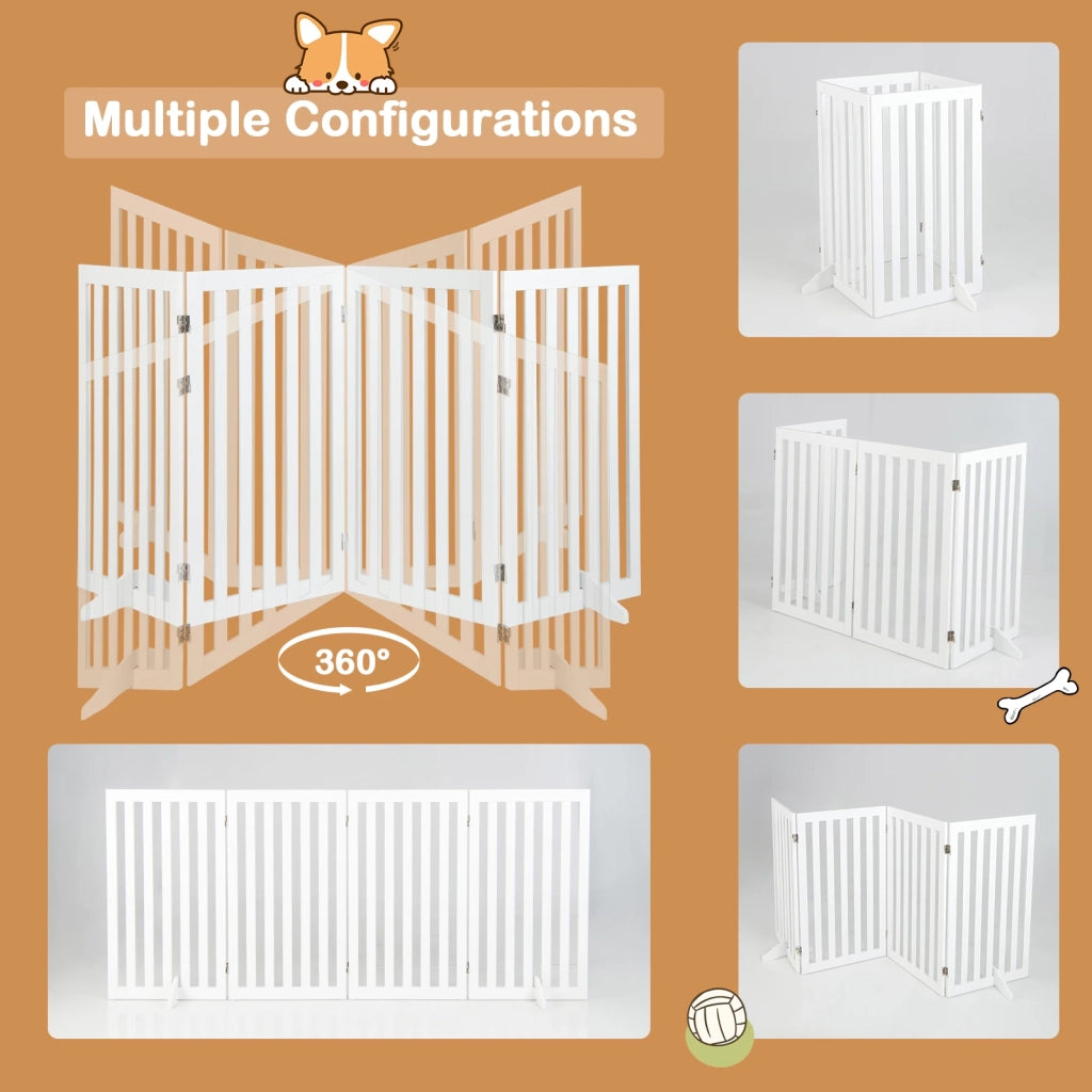 Barrier dogs 89cm high 4 panels safety gate wood folding white