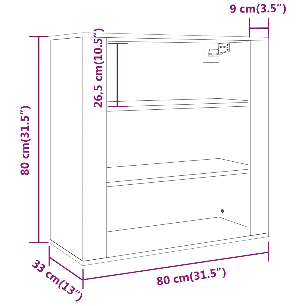 Mobile a Parete Grigio Cemento 80x33x80 cm in Legno Multistrato 816596