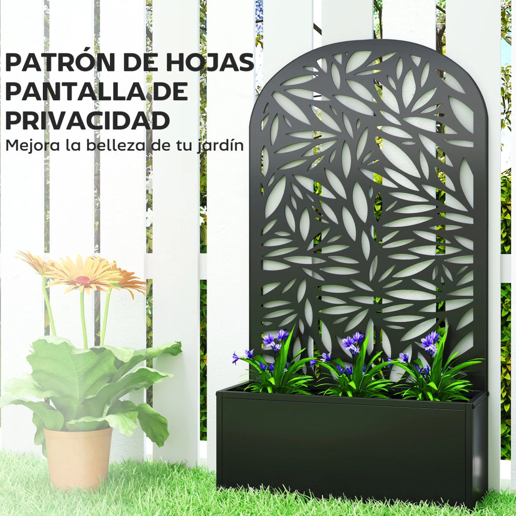Fioriera con Schermo Privacy Curvo in Metallo ¨C Xylo ¨C Nero 61x23x113 cm