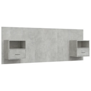 Testiera | Testata Letto con Comodini in Legno Multistrato Grigio Cemento