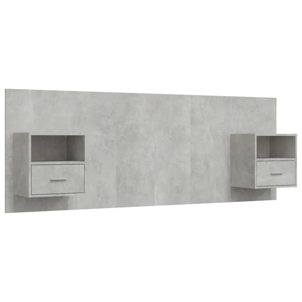 Testiera | Testata Letto con Comodini in Legno Multistrato Grigio Cemento