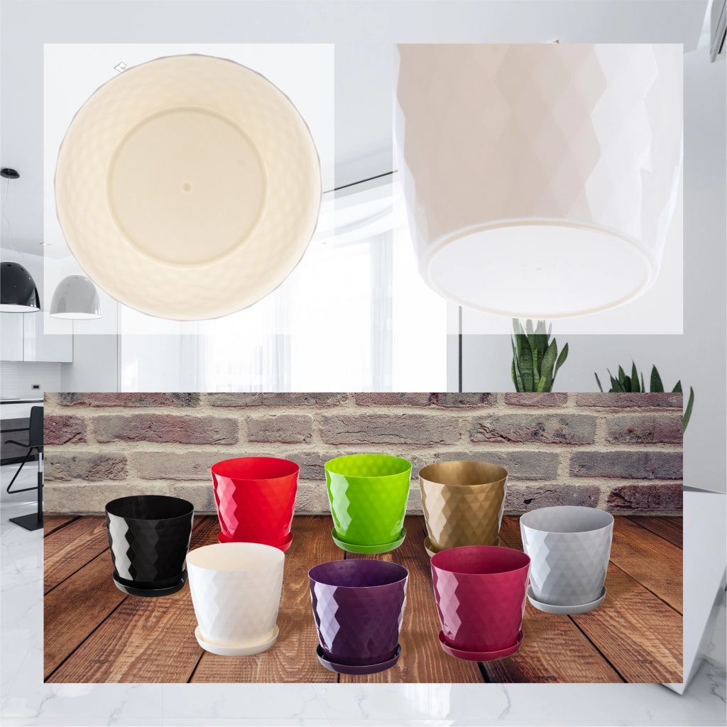 Vaso da fiori KADAX con supporto, coperchio rotondo in plastica, color crema, 30 cm