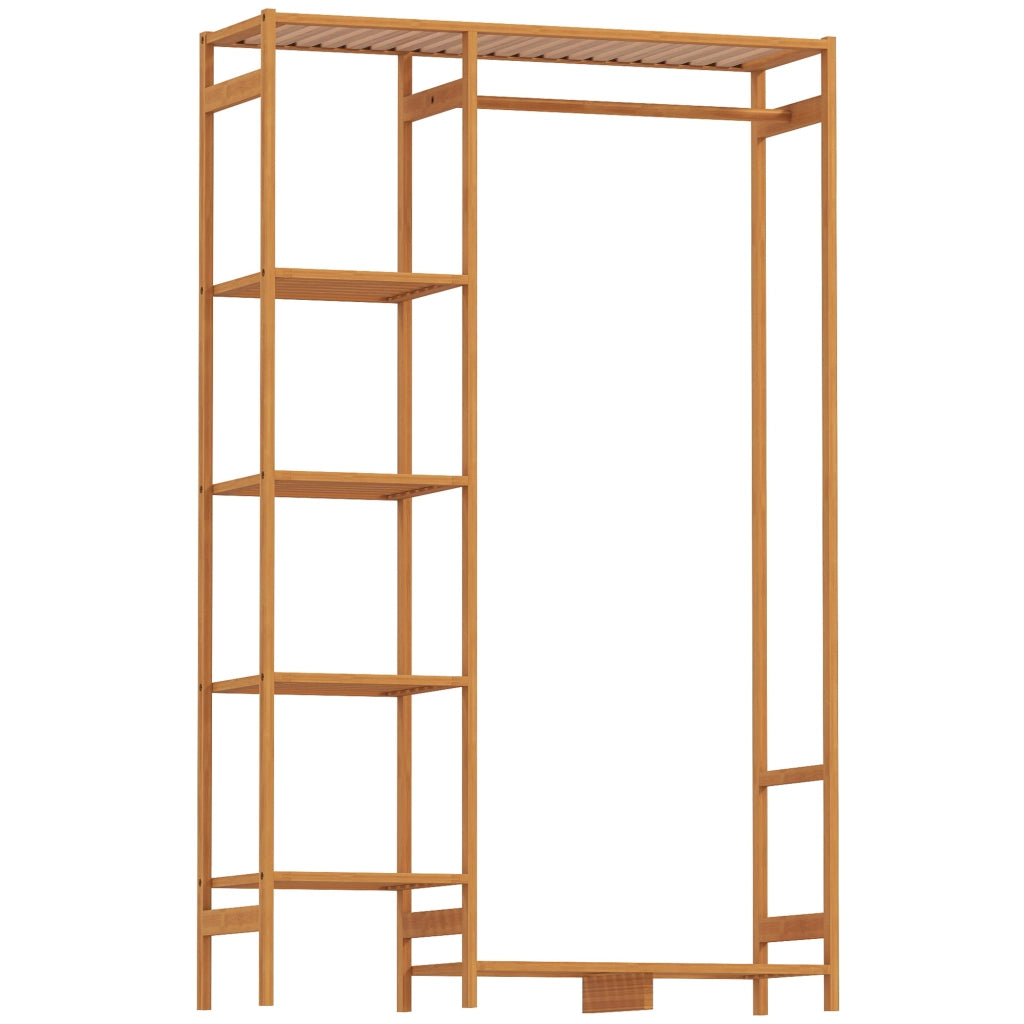 Appendiabiti 90x30x145 cm con Scaffale a 6 Livelli e Barra Attaccapanni in Bambù Legno Naturale