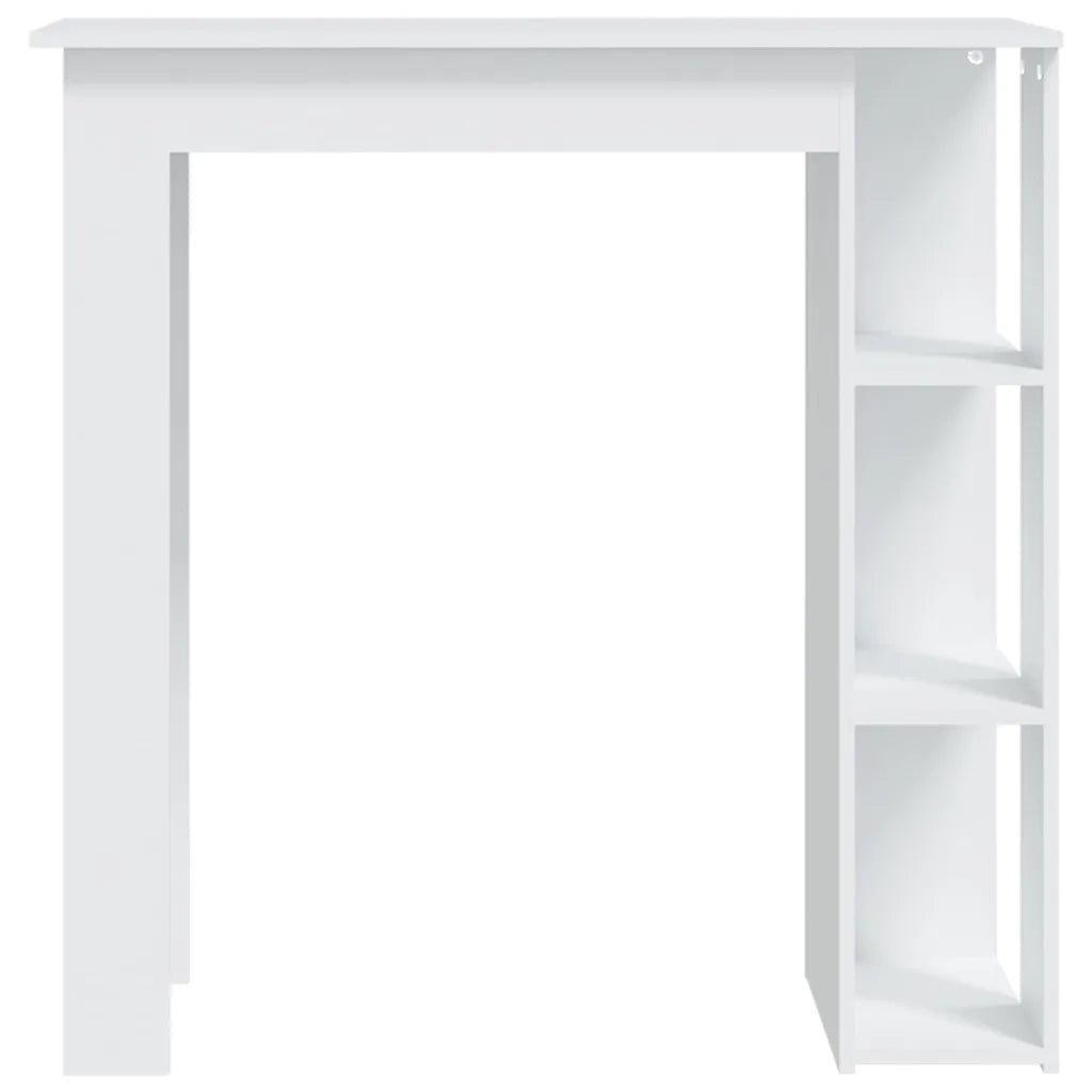 Tavolino da Bar con Ripiani-Tavolino da soggiorno-Tavolo Bianco 102x50x103,5cm in Truciolato