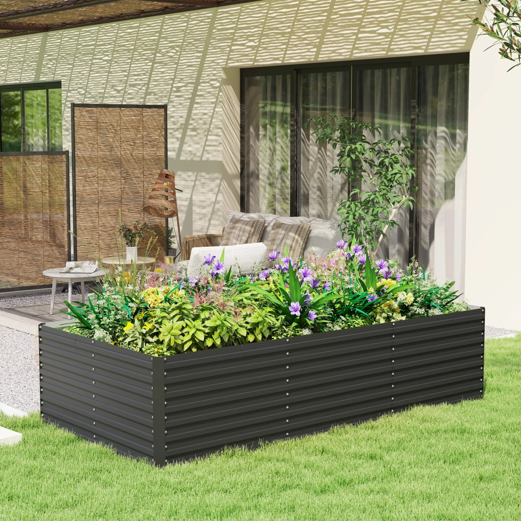 Fioriera Rialzata Rettangolare per Giardino ¨C Zephmum ¨C Grigio 240x120x60cm