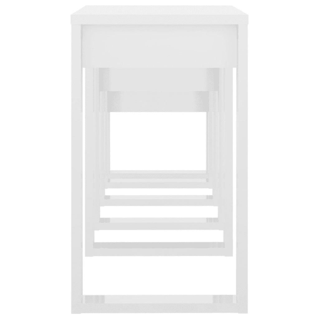 Tavolini Impilabili 3 pz Bianco Lucido in Legno Multistrato 808609