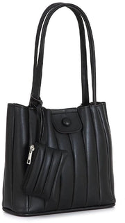 Borsa da Spesa per Donna in Nero – Grande Capacità, Impermeabile, Chiusura a Cerniera, Tasca per Laptop, Borsa a Tracolla & Borsa per Spalla per Lavoro, Università, Viaggi, Vita di Tutto il Giorno