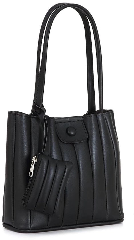 Borsa da Spesa per Donna in Nero – Grande Capacità, Impermeabile, Chiusura a Cerniera, Tasca per Laptop, Borsa a Tracolla & Borsa per Spalla per Lavoro, Università, Viaggi, Vita di Tutto il Giorno