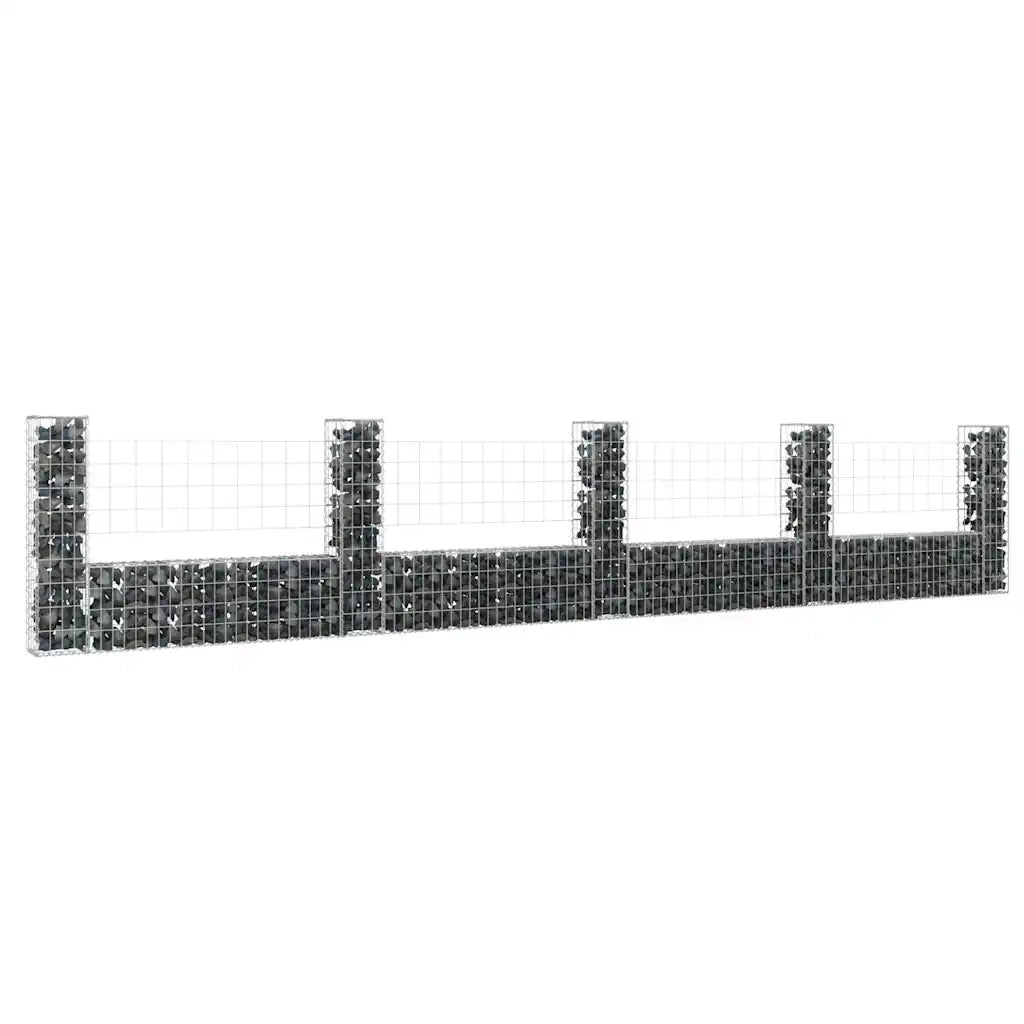 Cesto Gabbione a U con 5 Pali in Ferro 500x20x100 cm 151278