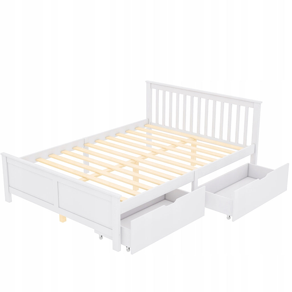 Letto in pino con contenitore - Xylo - 140x200cm - Bianco