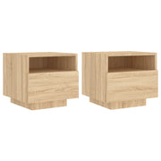 Set di 2 Comodini | Armadio da Notte | Mobiletto da notte con Luci LED Rovere Sonoma 40x39x37 cm