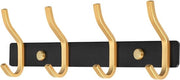 Hanger per abbigliamento in acciaio inossidabile, lista di appendiabiti, appendiabiti per parete con 4 ganci, lista per abbigliamento, armadio per parete per camera da letto, bagno, cucina (nero e oro, 4 ganci)