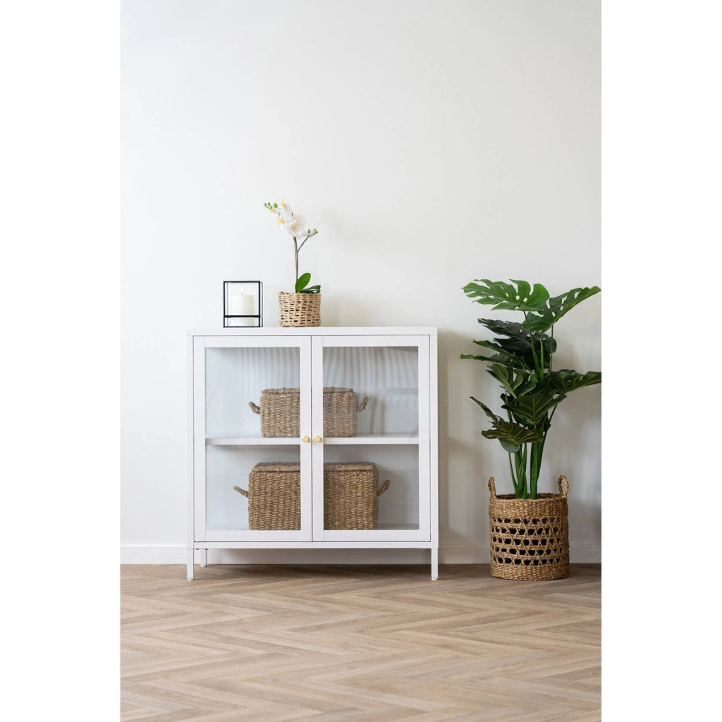 Vetrinetta Dalby, Bianco, Metallo, 35x80x80 cm