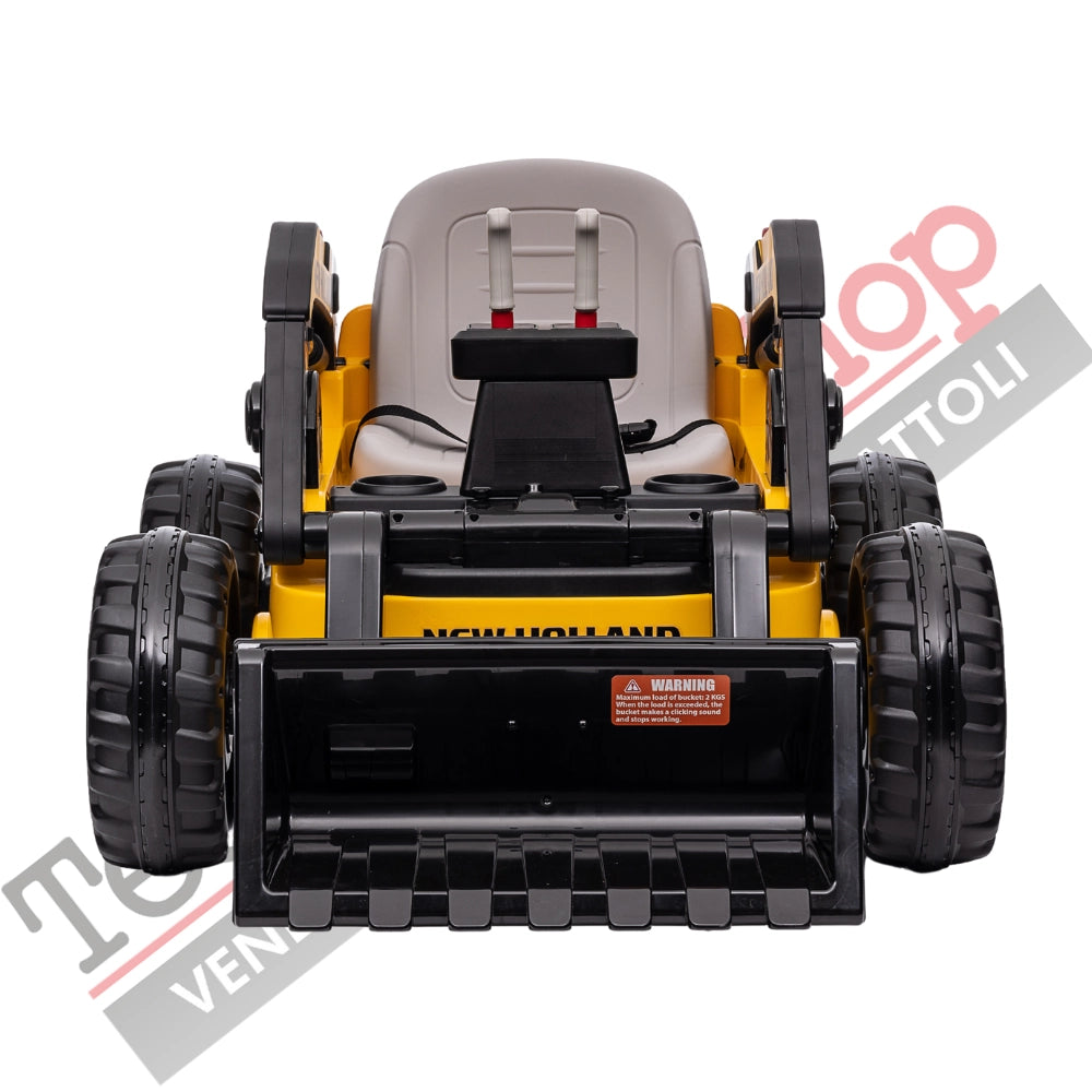 Trattore New Holland Ruspa Elettrica Pala Meccanica Per Bambini 12V con Radiocomando