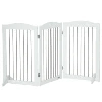 Cancellino per Cani Pieghevole a 3 Pannelli in Legno e Acciaio, 154x30x80 cm, Bianco