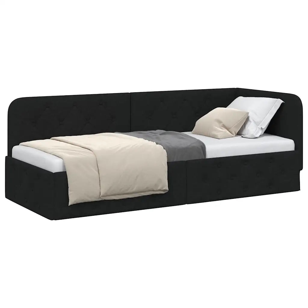 Cornice del letto ad angolo Nero 80 x 200 cm Tessuto