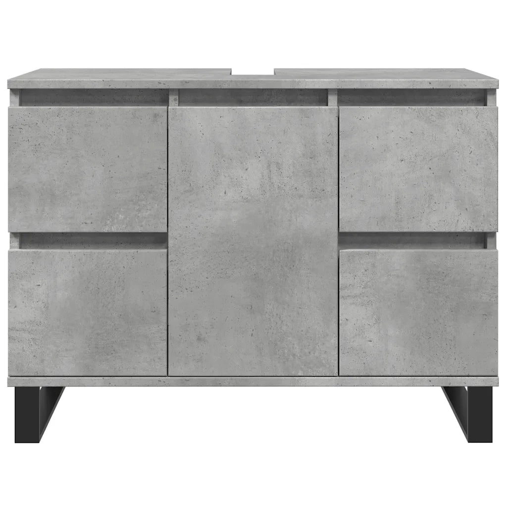 Armadietto da Bagno Grigio Cemento 80x33x60cm Legno Multistrato 857237