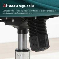 Poltrona per Ufficio e Salotto in Velluto, Girevole con Braccioli e Altezza Regolabile, Blu