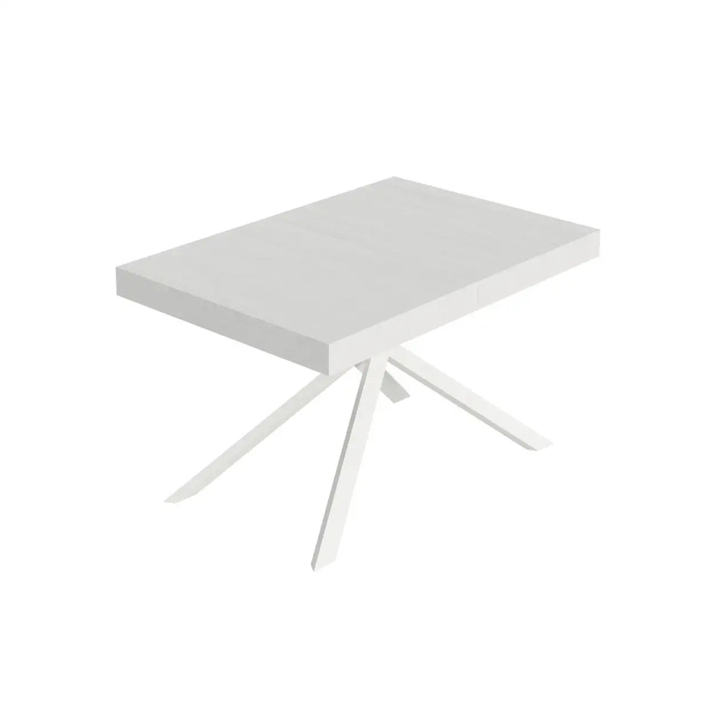 Tavolo allungabile 120/204x80 cm Niket colore bianco frassino gambe bianche