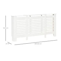 Mobile Copricalorifero Larghezza Regolabile e Mensola Superiore in MDF e Legno, 140-202x19x82.5cm, Bianco