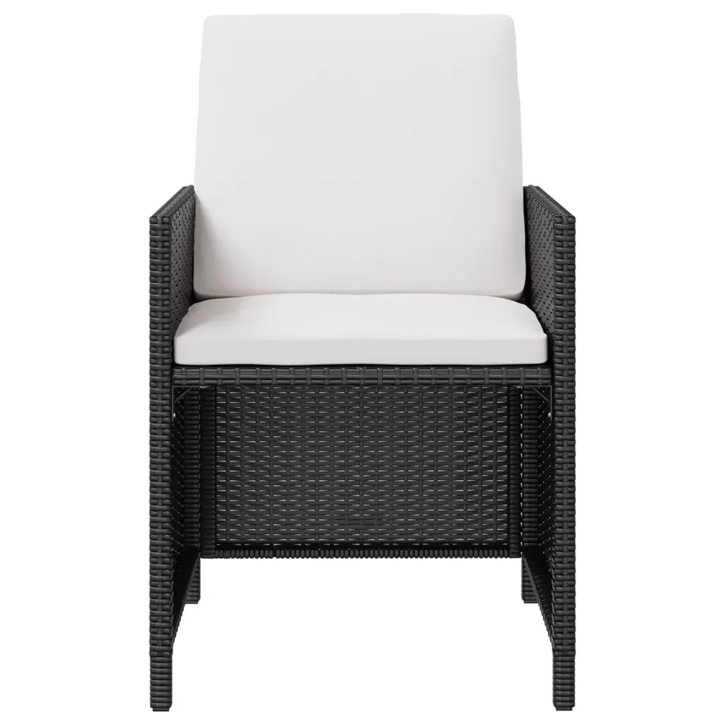 Set da Pranzo da Giardino 13 pz con Cuscini in Polyrattan Nero 42554