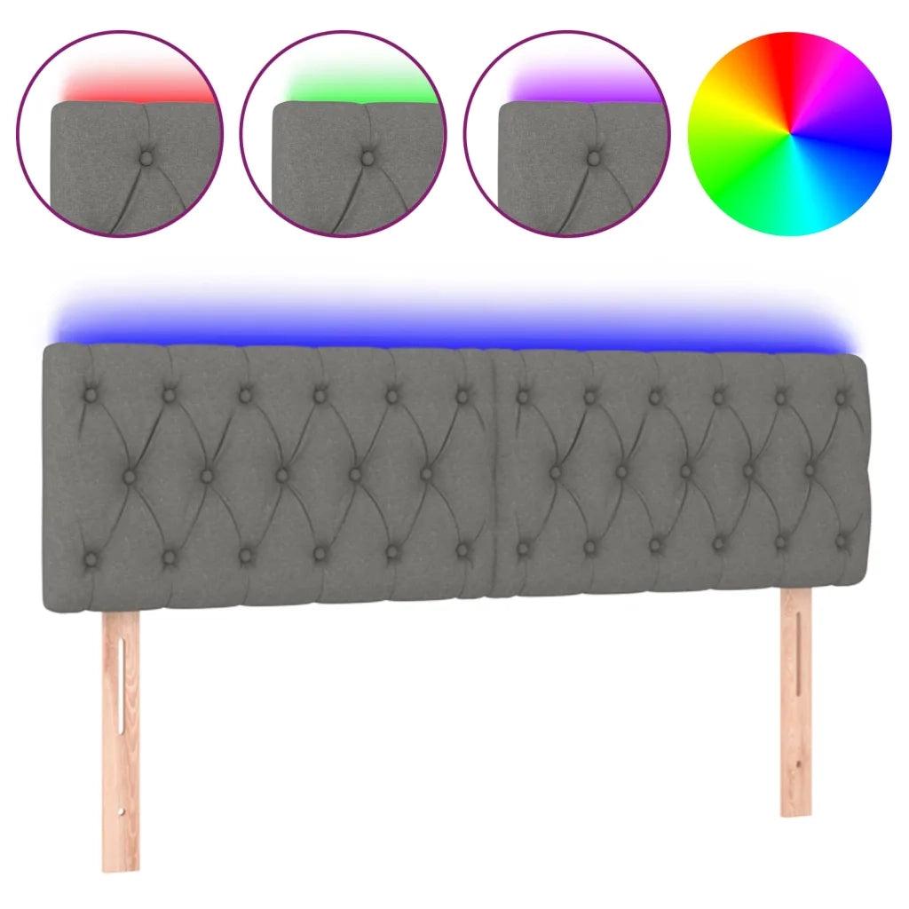 Testiera a LED-Testata con LED Grigio Scuro 144x7x78/88 cm in Tessuto