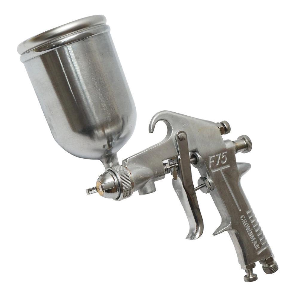 Pistola a spruzzo per verniciatura ad aria compressa 400ml, consumo d’aria 3-8 CFM, ugello 1.5mm, pressione max. 3.5 bar – Crownman