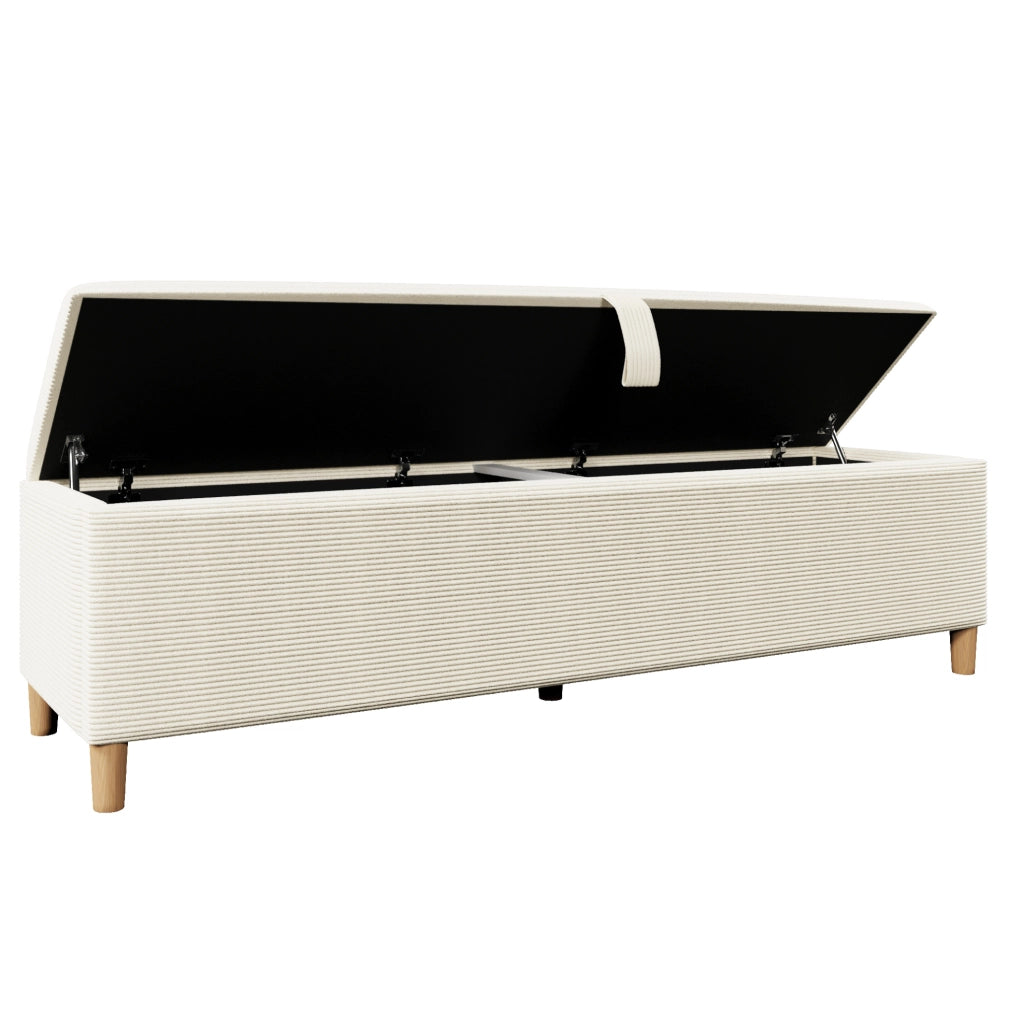 Letto matrimoniale 180x200 cm in legno effetto rovere chiaro con testiera in corda e LED; beige