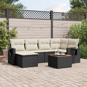 Set Divani da Giardino con Cuscini 7pz Nero Polyrattancod mxl 92923