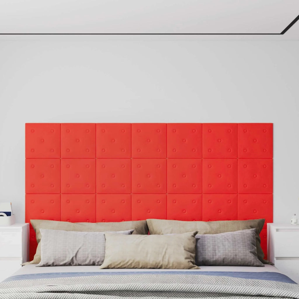 Testiera da Parete 12 pcs Rosso 30 x 30 cm Pelle Sintetica 42046511