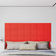 Testiera da Parete 12 pcs Rosso 30 x 30 cm Pelle Sintetica 42046511