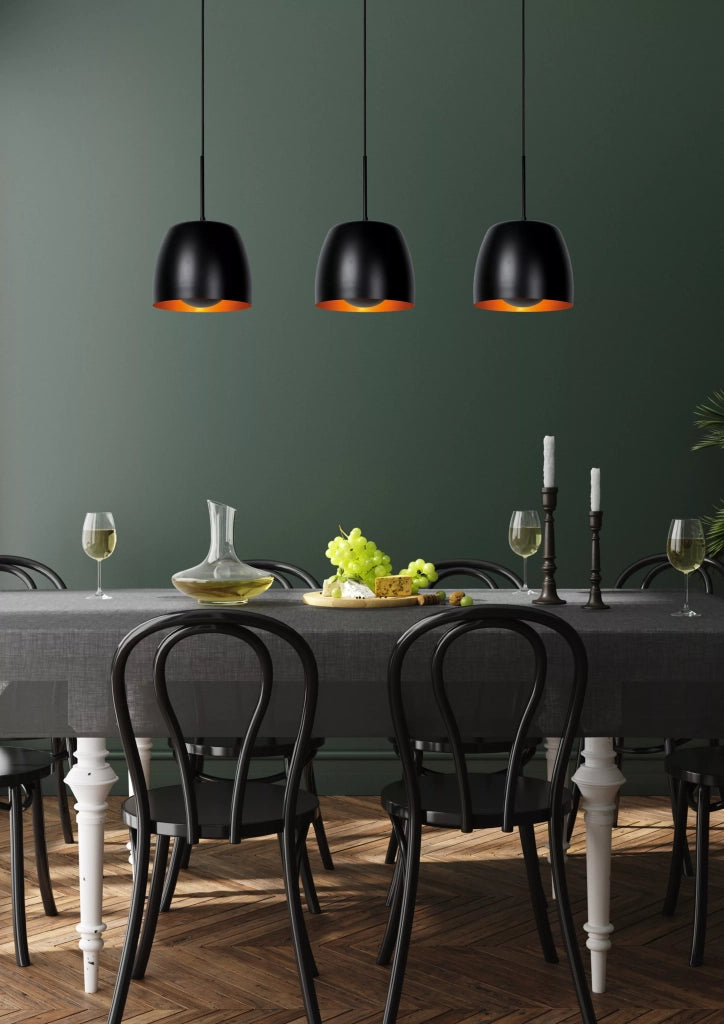 Lampada a sospensione nera/oro Nolan 3xE27 40W Lucide