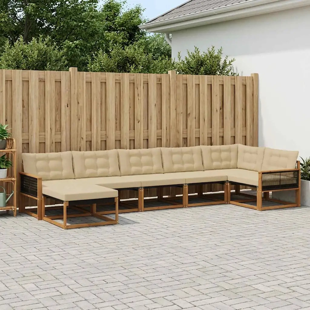 Set di divani da esterno con cuscino 7 pcs Naturale e Beige