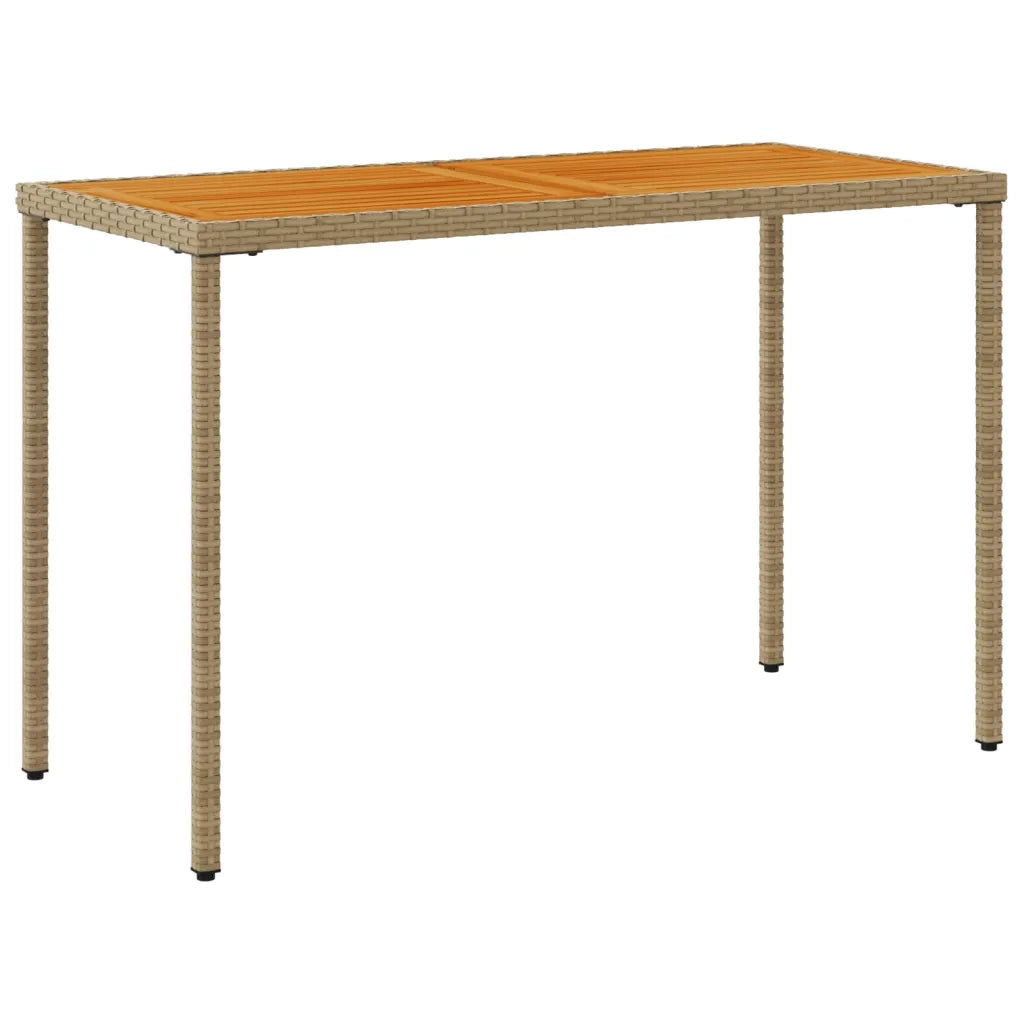 Tavolo Giardino | Tavolino da esterno Piano Legno Acacia Beige 115x54x74cm Polyrattan