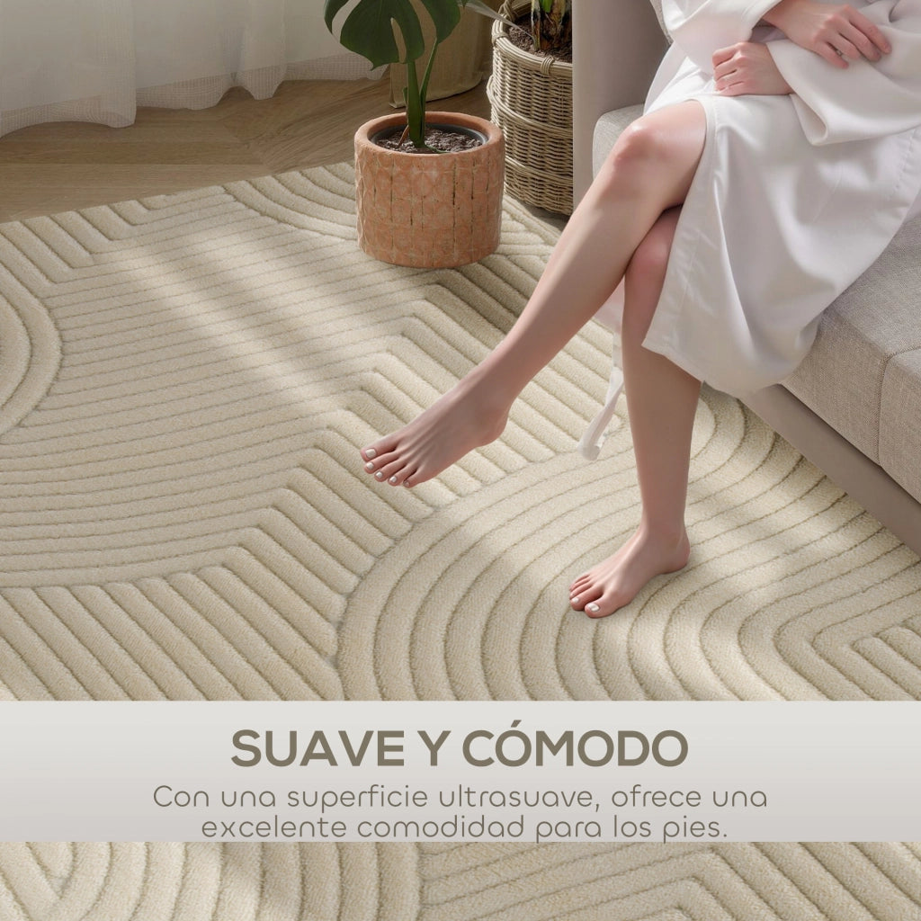 Tappeto moderno pelo corto ¨C zephmum ¨C 160x120 cm crema base antiscivolo