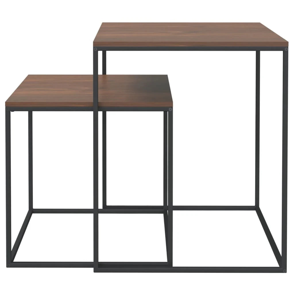 Set di 2 tavolini da caffè legno ingegnerizzato e metallo nero 02_0042116