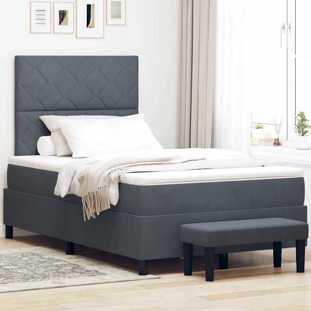 Letto a molle con testiera Grigio scuro 200 x 120 cm Velluto 3344571