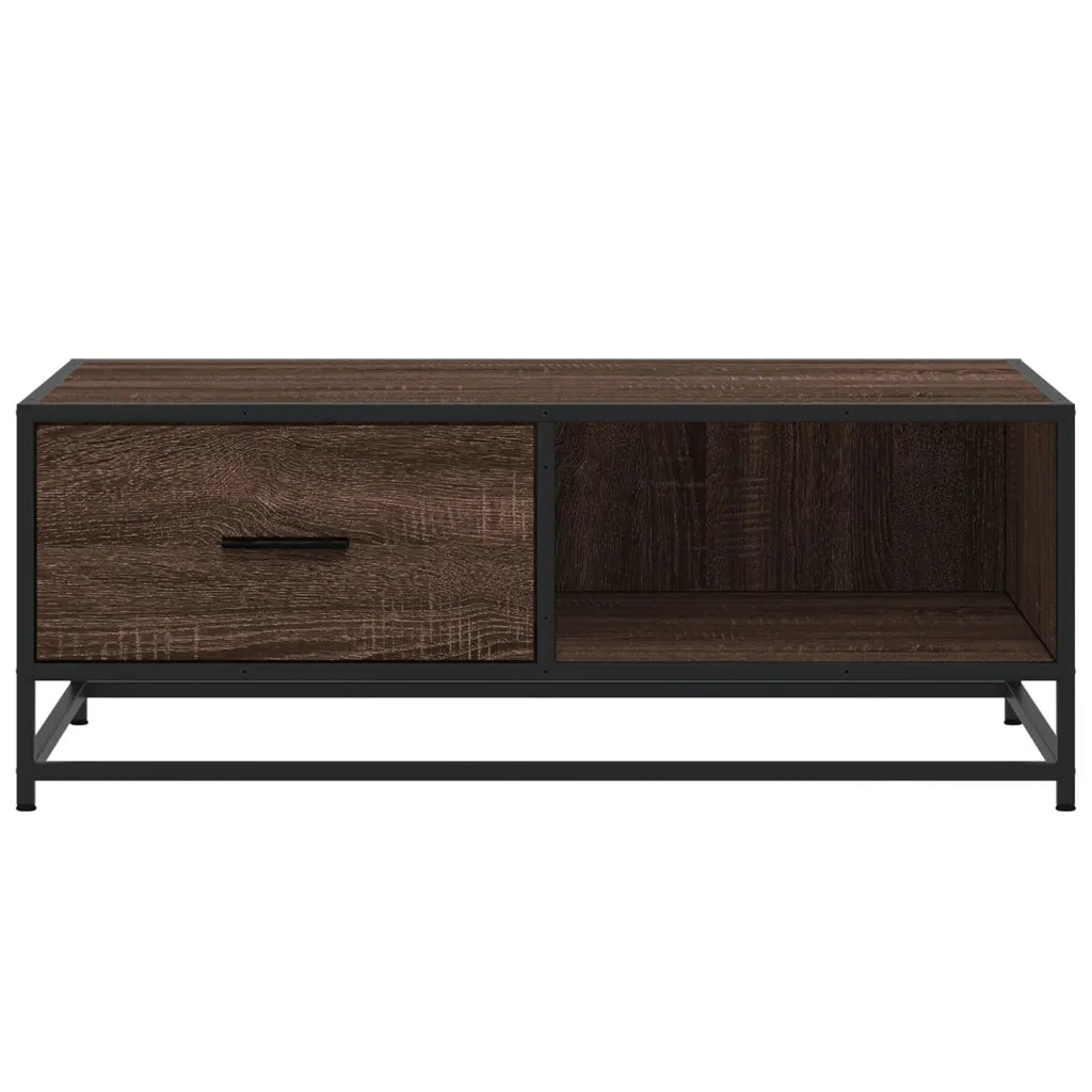 Tavolino-Tavolino da soggiorno-Tavolo Rovere Marrone 90x57x35 cm Legno Multistrato e Metallo