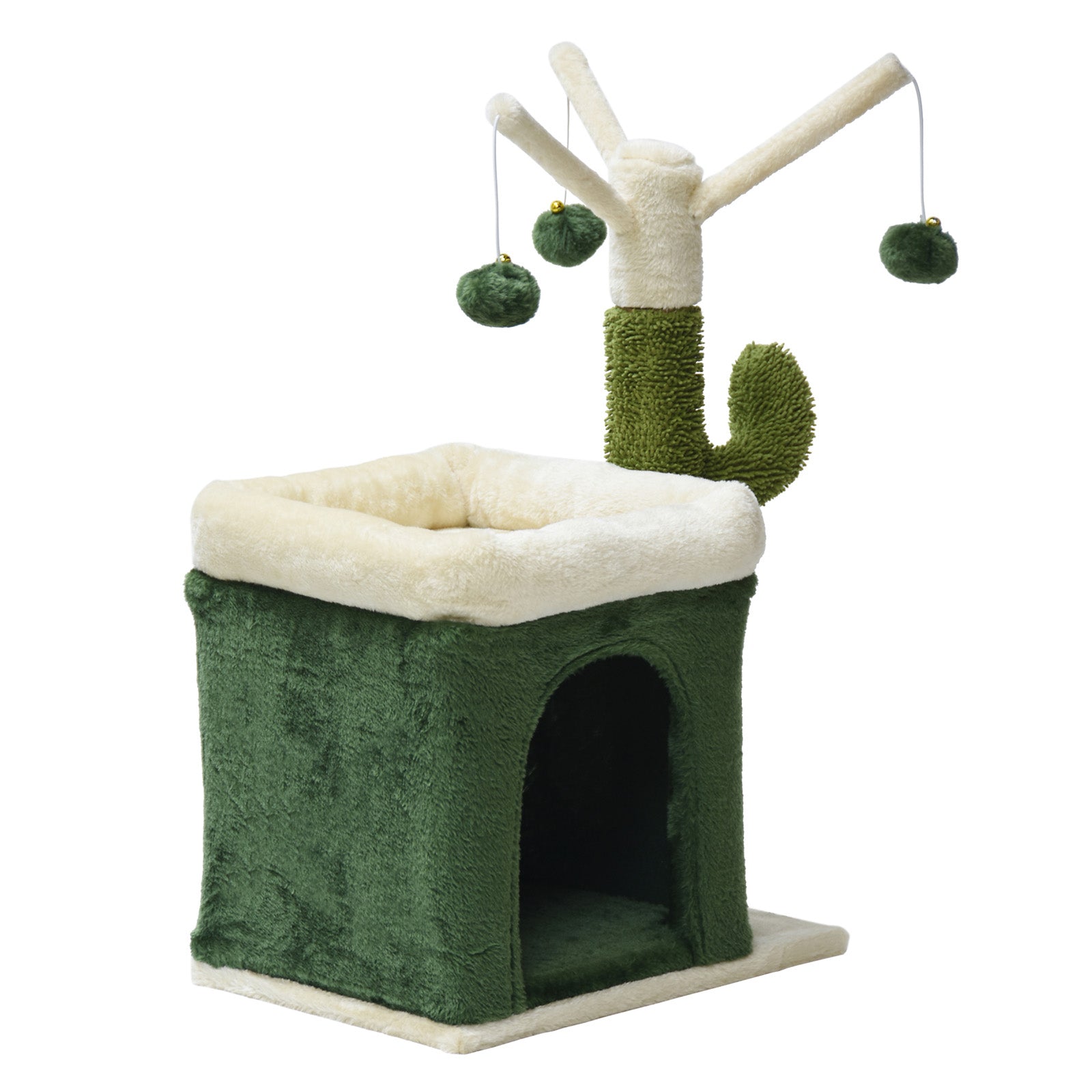 Fudajo Albero tiragraffi a forma di cactus 70cm con sisal di 4 mm Con casetta per gatti e 3 palline